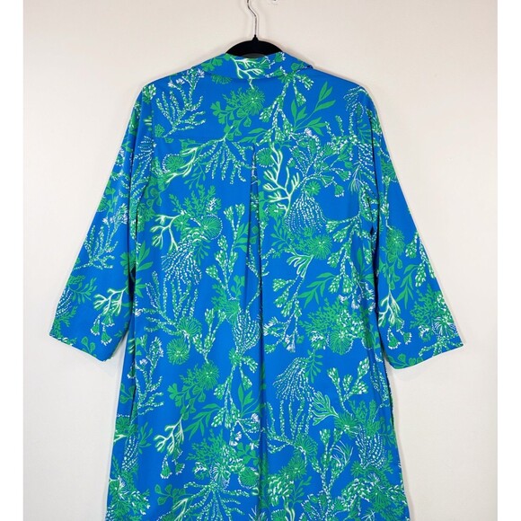 Lilly Pulitzer Dress Blue Pilar UPF 50+ Tunic Mini Floral V Neck A Line Small - Picture 10 of 12